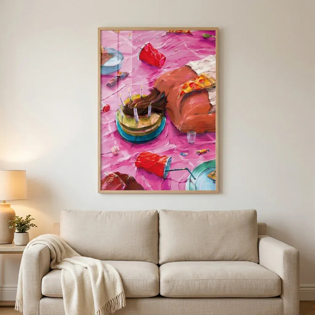 Room mockup featuring Vibrant Birthday Celebration Art Print