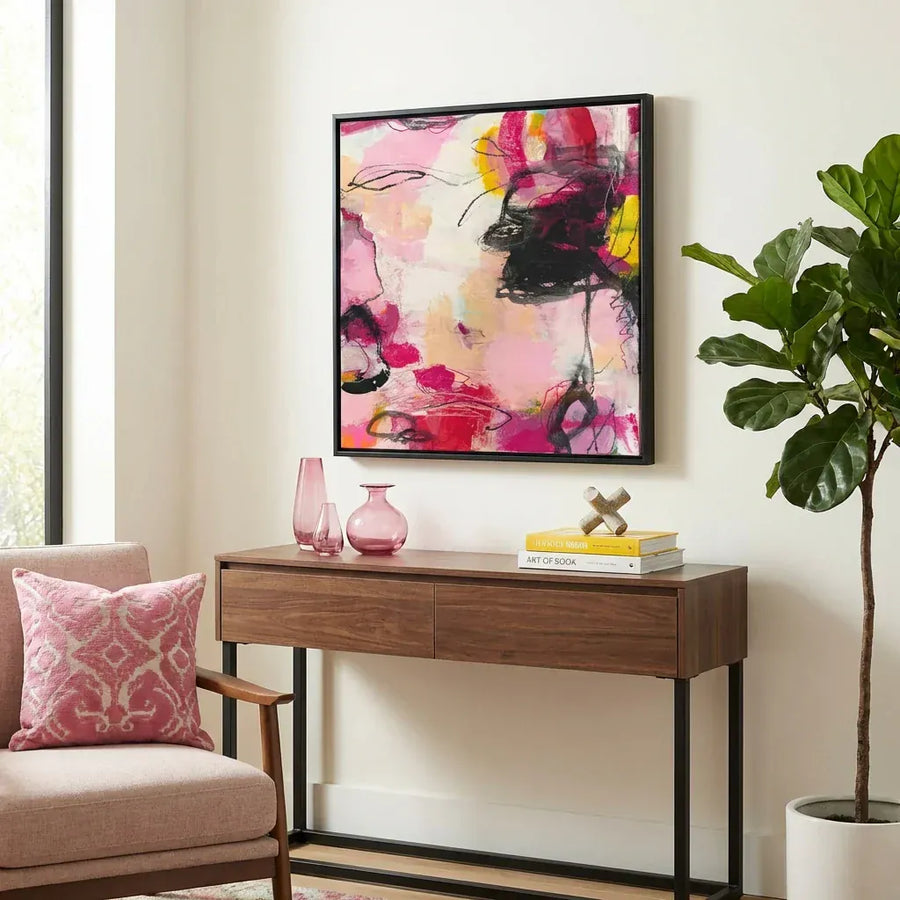 Vibrant Whimsy Abstract Art Print in a room setting