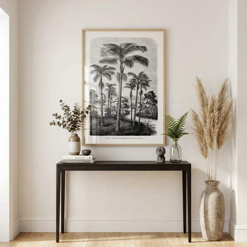 Room mockup featuring Vintage Palm Trees Art Print