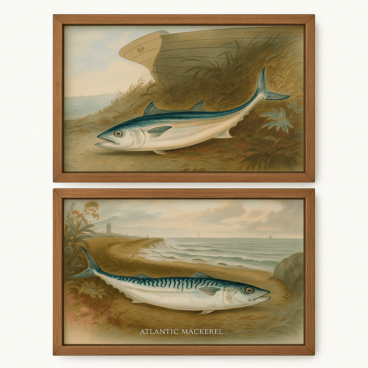 Coastal Atlantic Mackerel Maritime Art Pair