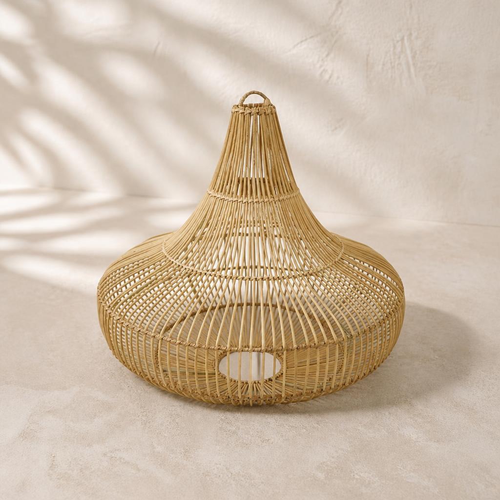 Gong Rattan Pendant Light, studio view