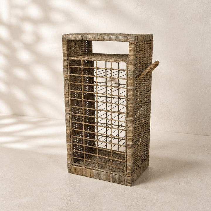 Rattan Wine Rack, studio view