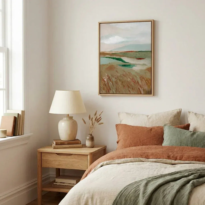 Room mockup featuring Wheat Meadow 1 Abstract Landscape Art Print
