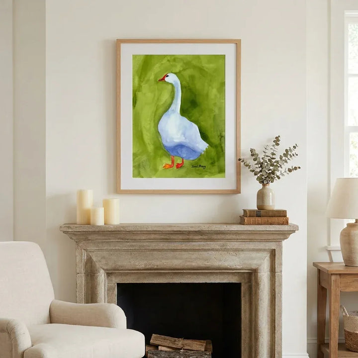 Room mockup featuring White Goose Watercolor Art Print