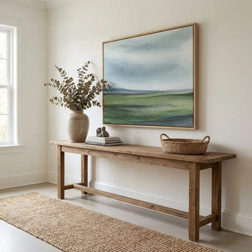 Room mockup featuring Valley in The Overberg Art Print