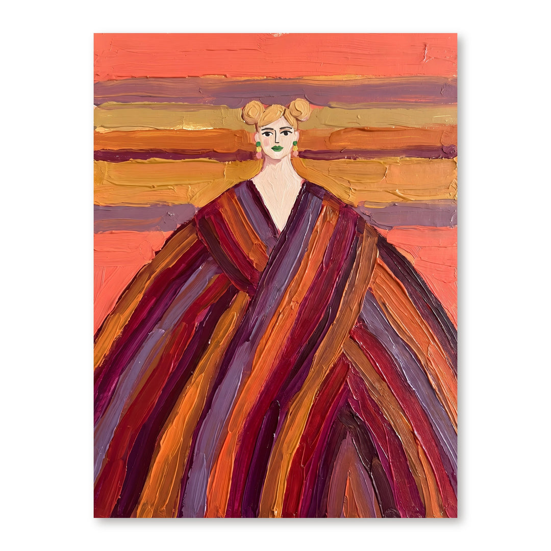 Woman in Bold Stripes Large Canvas Art, the 3:4 artwork