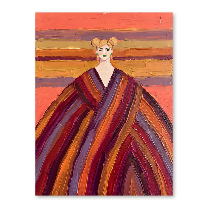 Woman in Bold Stripes Large Canvas Art, the 3:4 artwork
