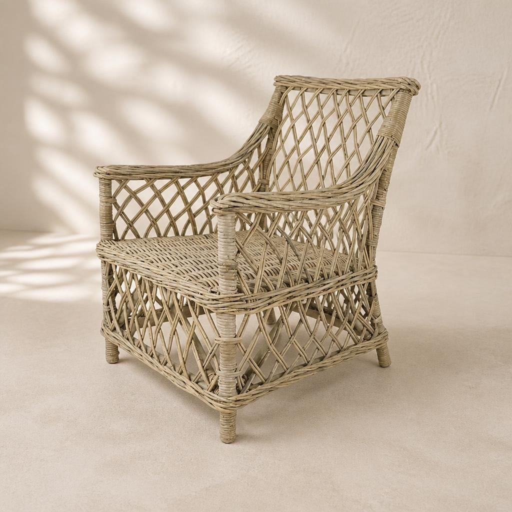 Lattice Rattan Armchair, studio view