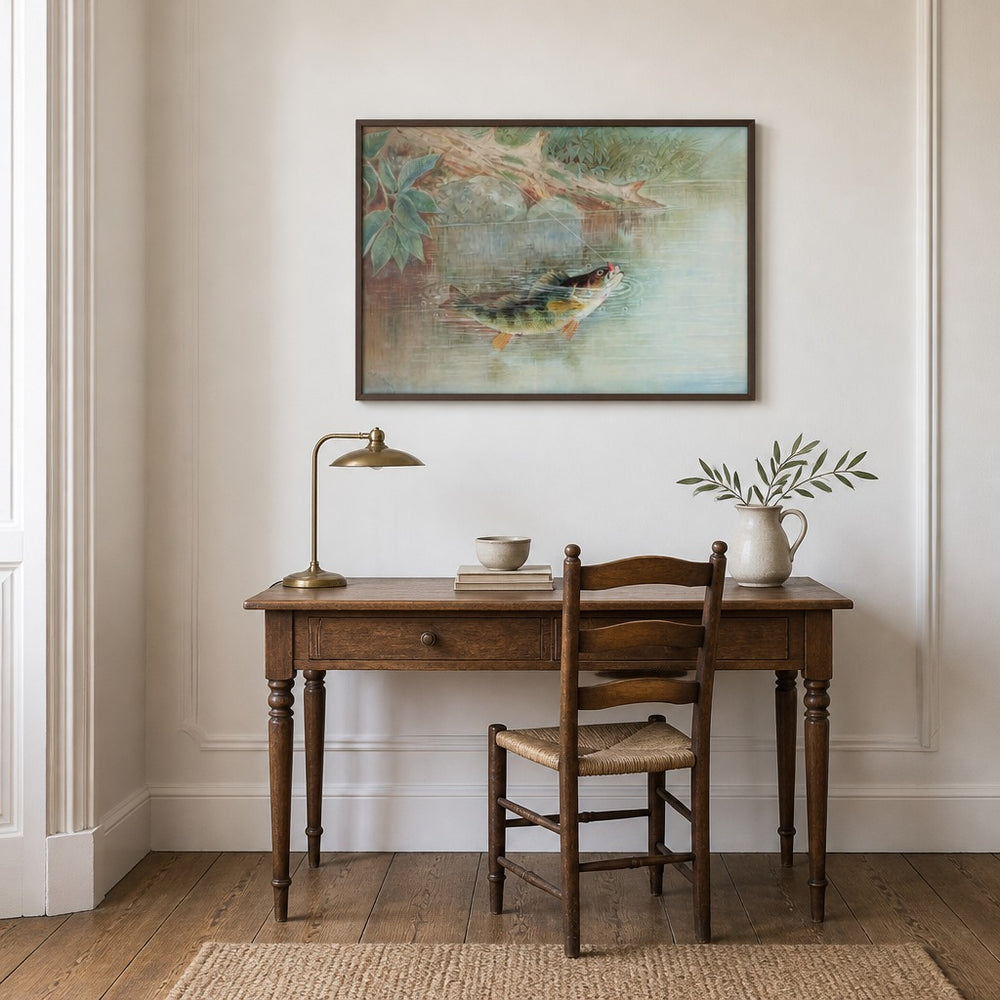 Yellow Perch by Samuel Kilbourne Fish framed in a light country home