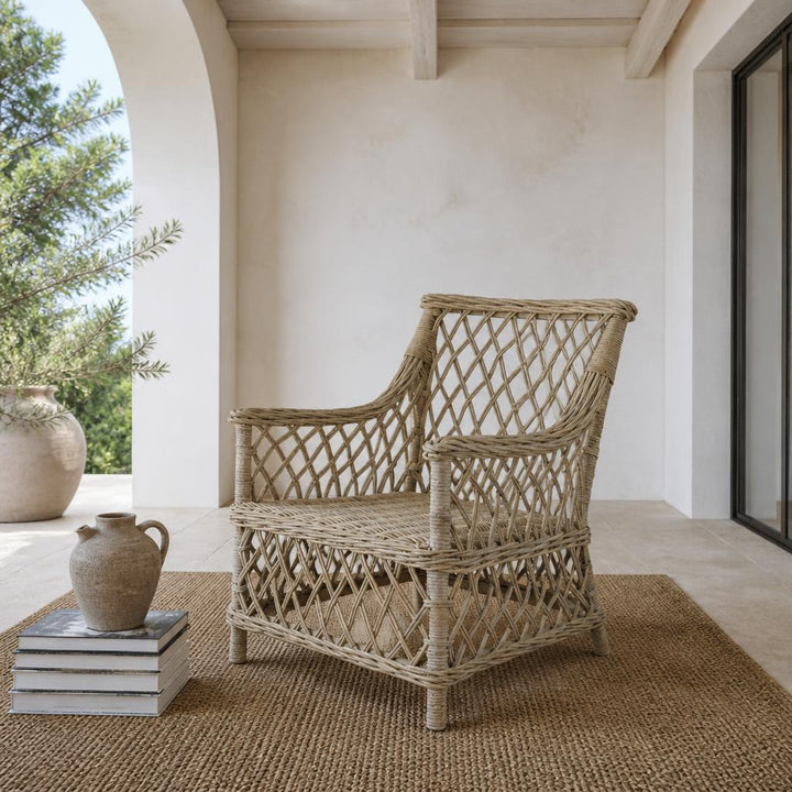Lattice Rattan Armchair styled in a room