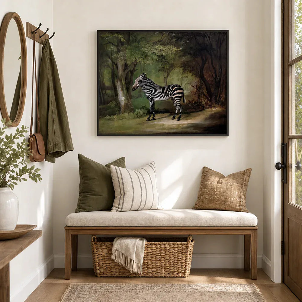 Room mockup featuring Zebra by George Stubbs Art Print