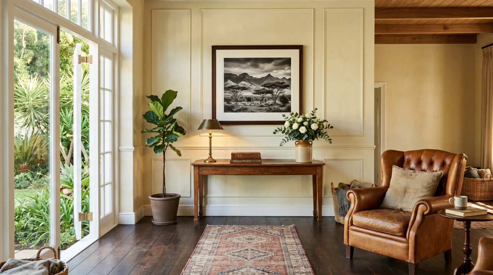 A Stone & Gray framed art print hanging in a sun-lit Cape Town home