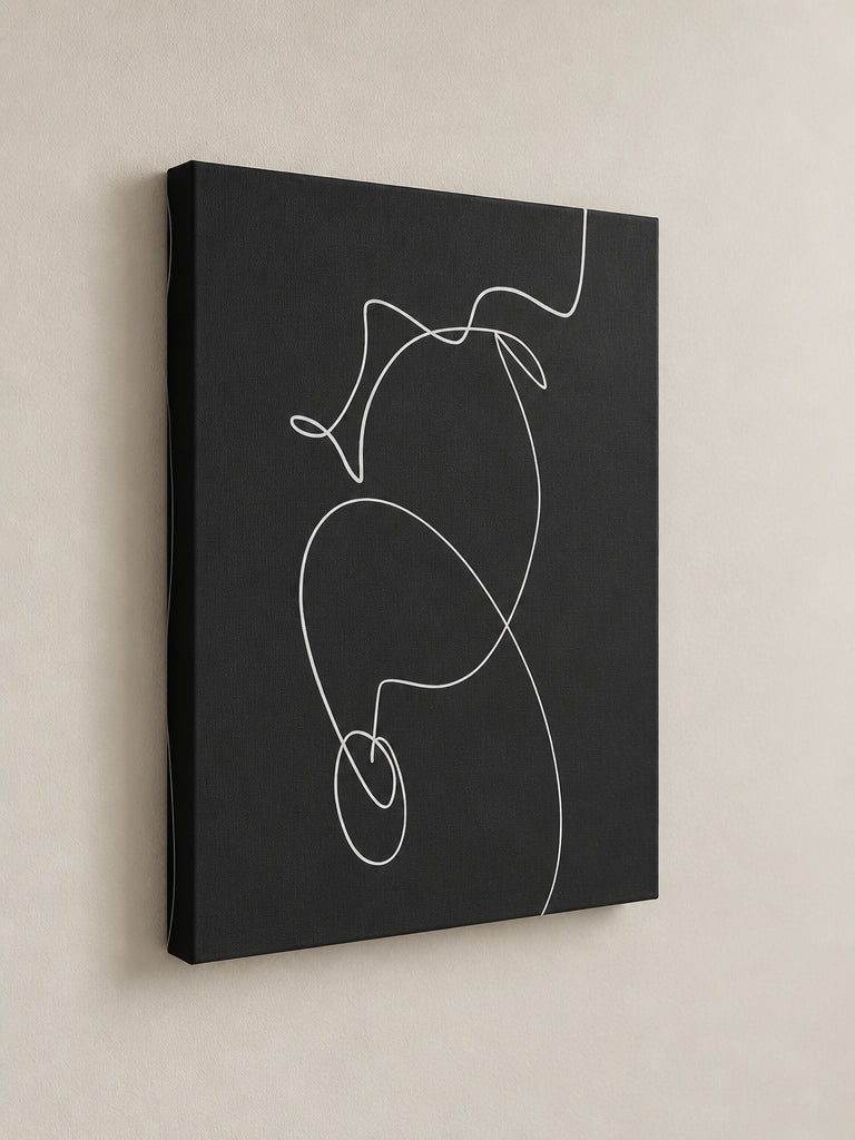 Black & White art print shown on a mirror-wrap canvas